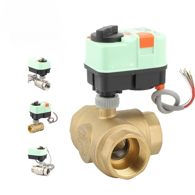 Water three-way ball valve electric 24v actuator room temperature household kitchen synchronous machine pipe thread G