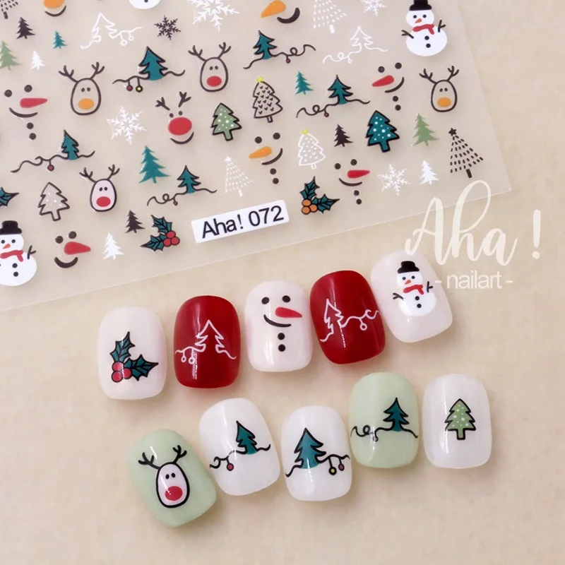 Christmas Festive Back glue Nail Art Stickers Decals 3D Self-Adhesive Santa Reindeer Bear Snowflakes Nail decoration