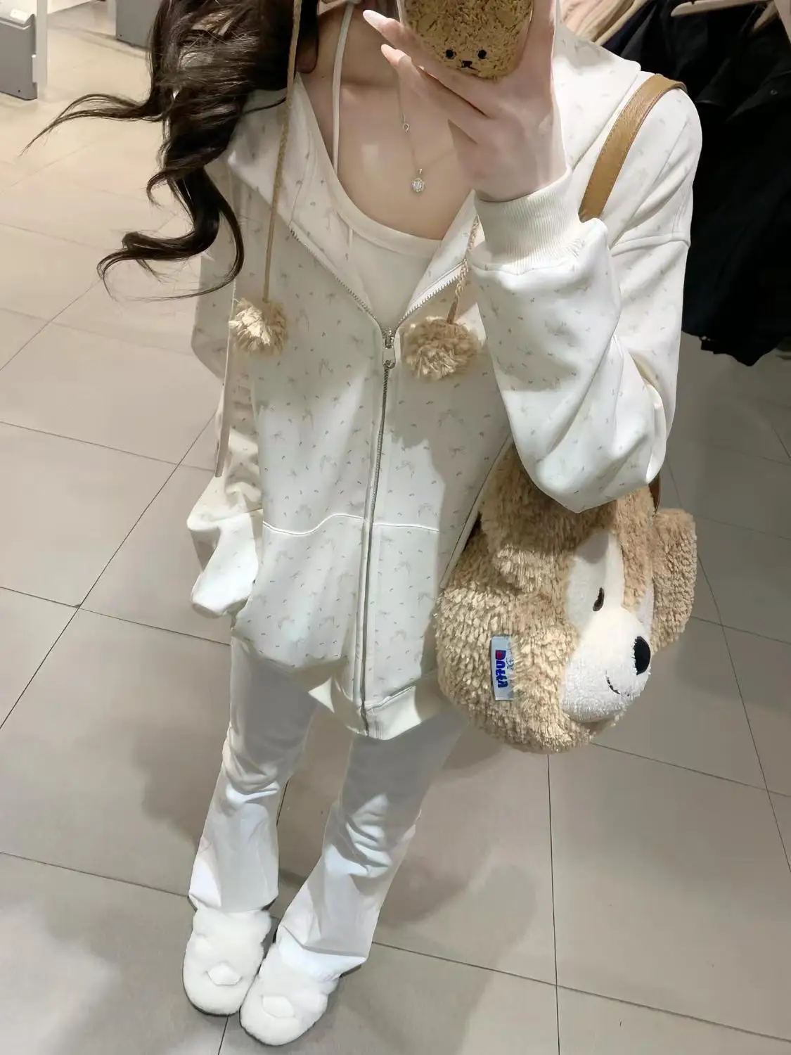 Sweet  Knot Autumn Sle Open Cardigan Faion Floral Zipper New Commute Loose Hoodie Top Outerwear Women's Sweatirt