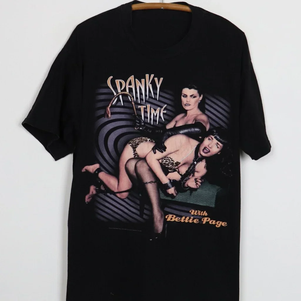 Gorgeous Bettie Page Spanky Time T-shirt Black Cotton Unisex S to 5Xl 1F162