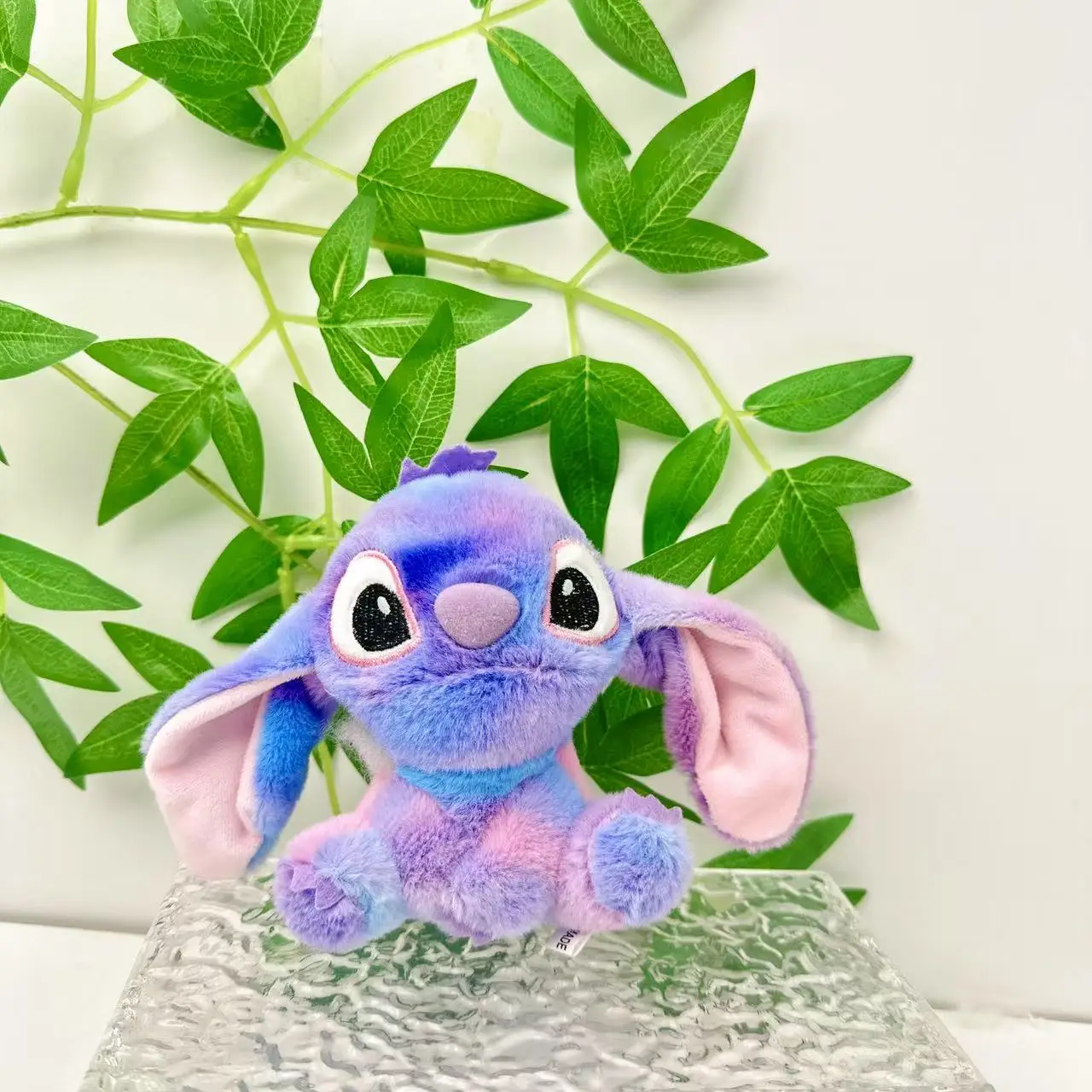 Disney Stitch – jouet en peluche avec nœud mignon de 12cm, ornement pour sac à dos, cadeau d'anniversaire pour Couple, Halloween, noël, décoration de voiture pour salle