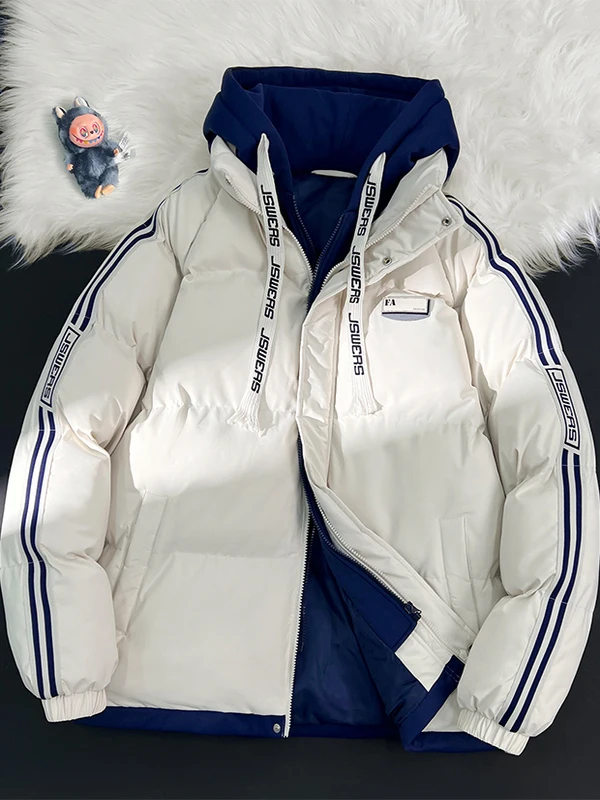 

Cool Men's Hooded Cotton Jaet Thiened Winter Warm Loose Youth Couple Cotton Clothes Sli Outerwear Stand Fit Long S...