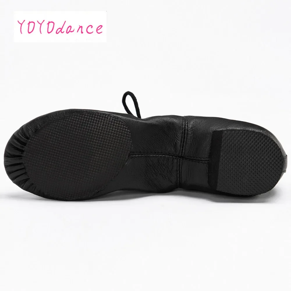 Zapatos de baile de cuero de cerdo genuino con cordones, zapatos de baile de Jazz Oxford de calidad para niños y adultos, bronceado negro