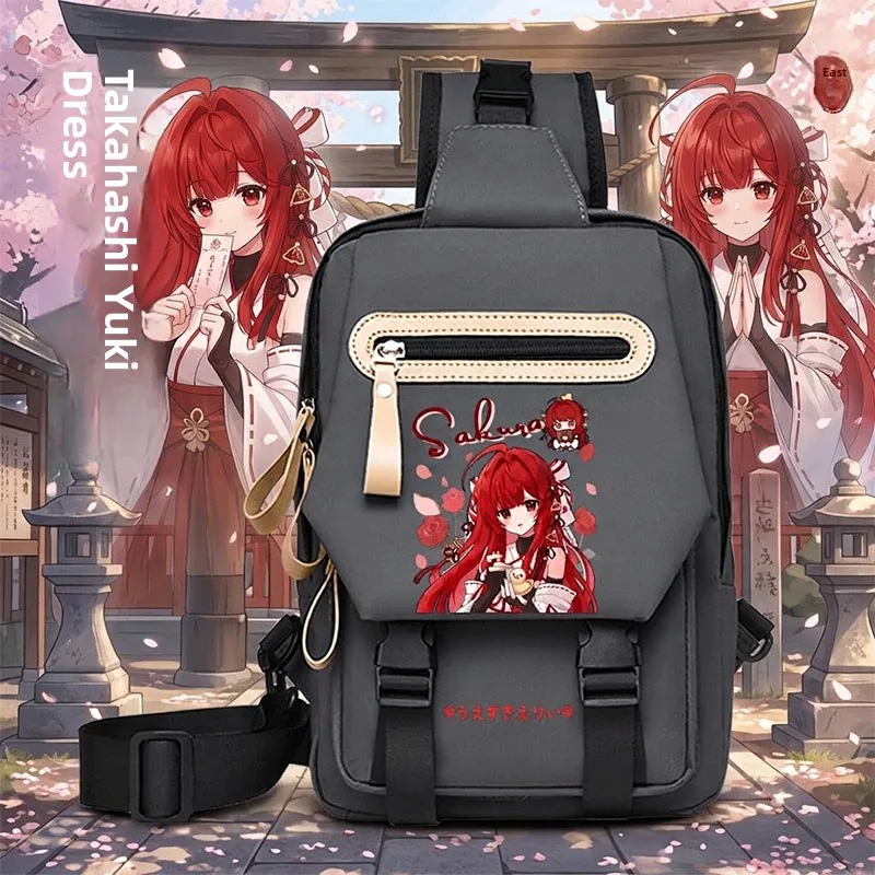 カジュアルクロスボディバッグユニセックス学生シングルショルダーバックパックレジャーアニメゲーム漫画プリントオックスフォード布縦型スクエアバッグ