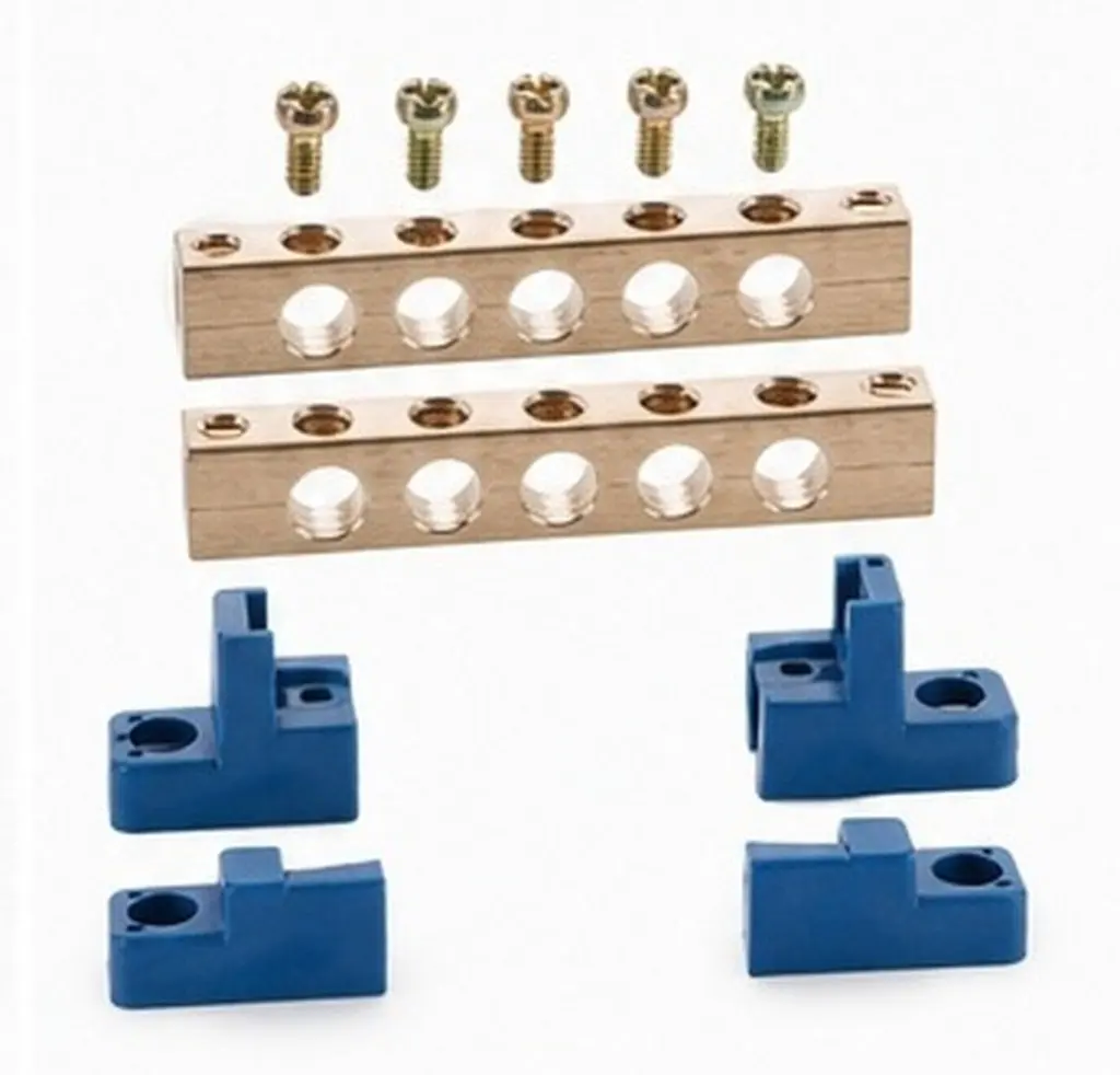 5Pcs Ground Bus Bar Terminal Block Brass 8 Position Screw Terminal Distribution Panel Mount Breaker Box Electric Cable Connector