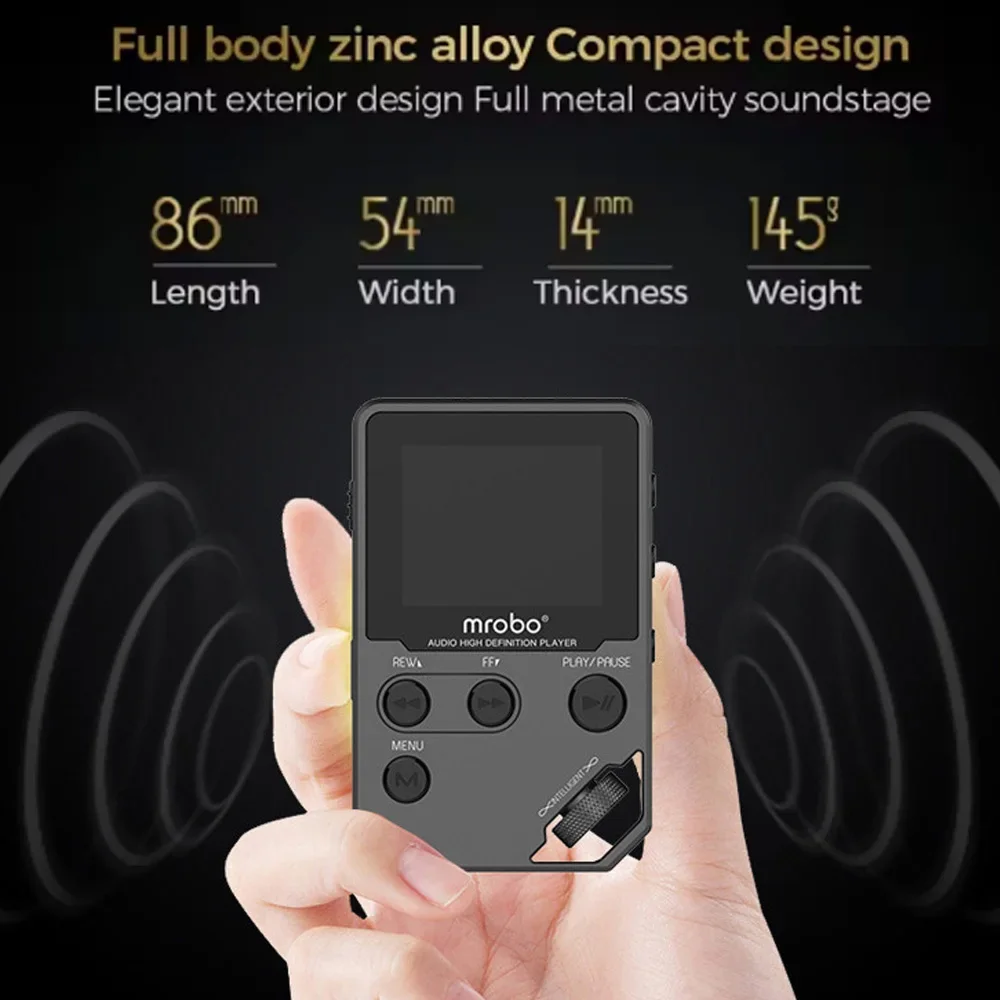Hi-Fi Bluetooth MP3 Player Built In 8GB DAC DSD Track-wheel Sports 60Hr Long Time FM Radio Recorder Video MP3 Music Player