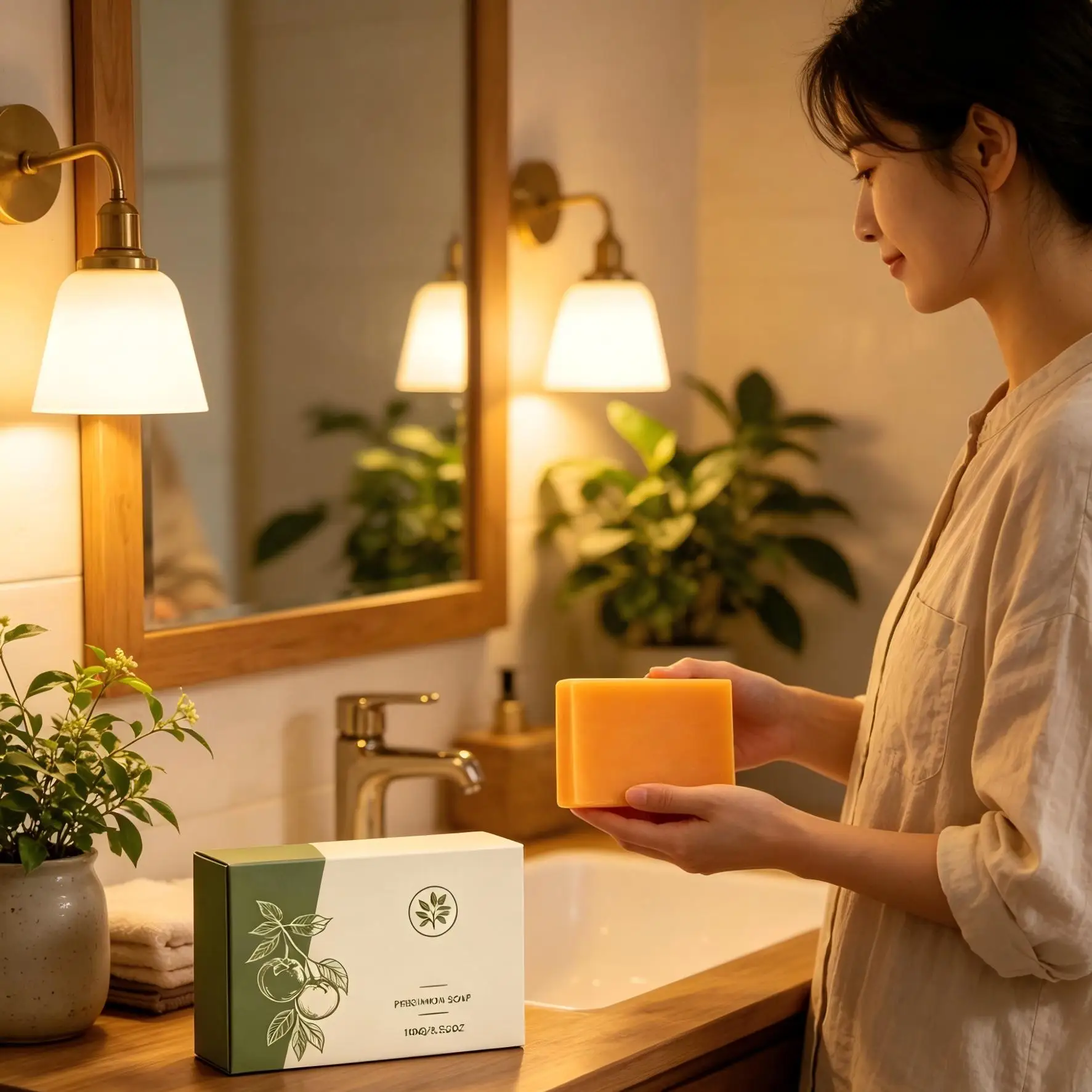 Persimmon Soap Old People Smell Anti Odor Remover Moisturizing Skin Renewal Soft Smooth Body Exfoliating Soap for Men & Women