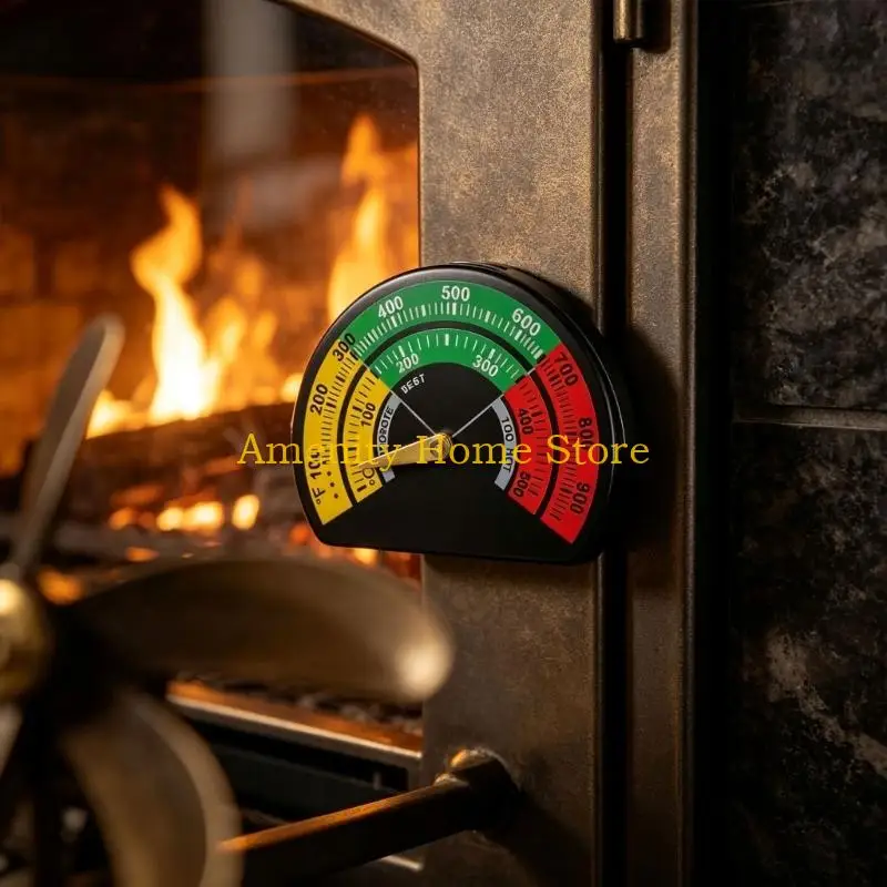 F26C Stove Thermometers Heat Reader with Clear Face for Flue Pipe Use