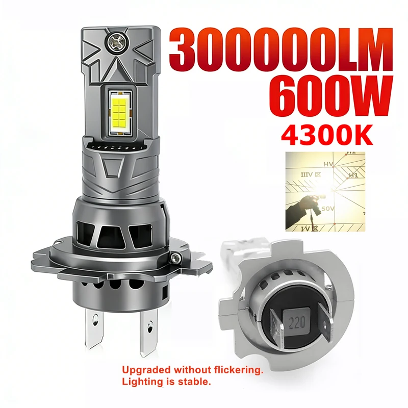 H7 LED Headlight CANBUS 300000LM 7035 CSP Chips 1:1 MINI Size Plug and Play Auto Lamp 4300K Wireless Turbo Fog Light With Fan