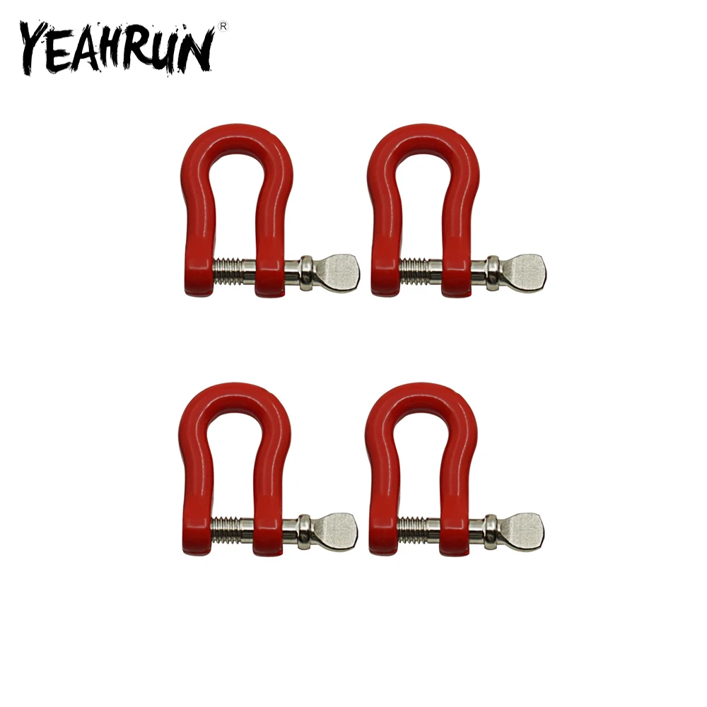 YEAHRUN 2 Pcs Bumper Trailer Hooks Rescue Tow U Shackles for 1/10 RC Crawler Car Axial SCX10 D90 Decoration Parts