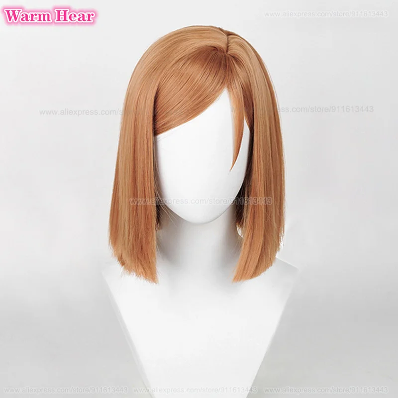 Peluca sintética de Cosplay Kugisaki Nobara para mujer, pelo de fiesta resistente al calor, Bob marrón corto, 30cm