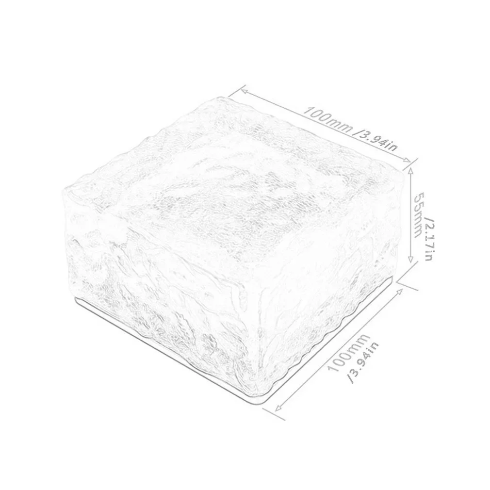 Solar LED Outdoor Ice Brick Light Large Buried Flower Tile Lamp for Patio Park Garden Decorative Lighting