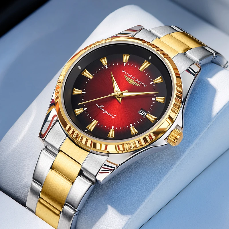 WLISTH Brand Best Selling Man Watch Waterproof Luminous Men Watch Fashion Quartz Wristwatch Stainless Steel Leather Strap Watch