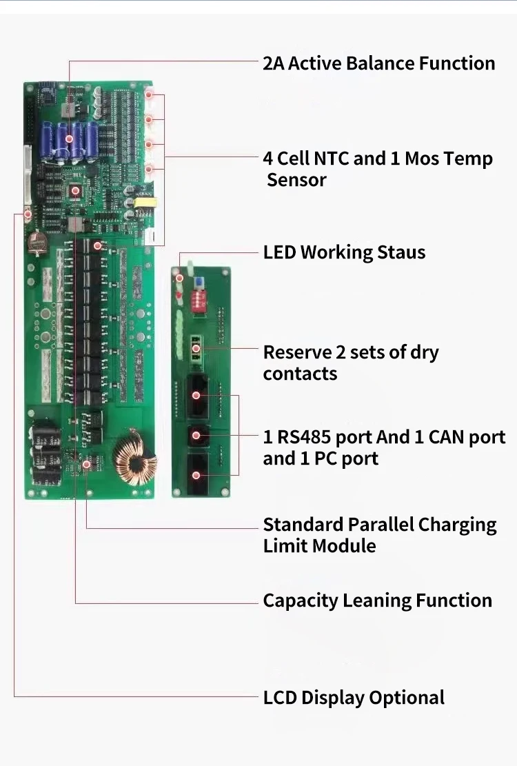 JK BMS PB2A16S15P Home Energy Storage Active Balance 8S 16S 150A 300A 24V 48V Inverter Smart Bluetooth adapter Li-ion LiFePO4