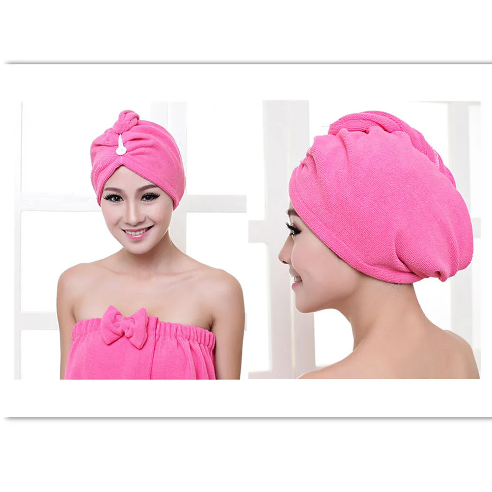 Microfiber Hair Towel Cap Fast Drying Ultra Wicking Thick Soft Gentle on Hair Skin Home Gym Travel Use Rose Red