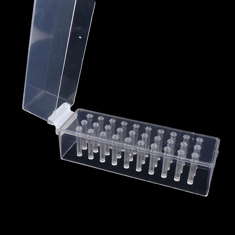 30 Holes Clear Nail Drill Bits Holder Storage Box For Milling Cutter Dustproof Nail Bit Case For Acrylic Nails Accessories