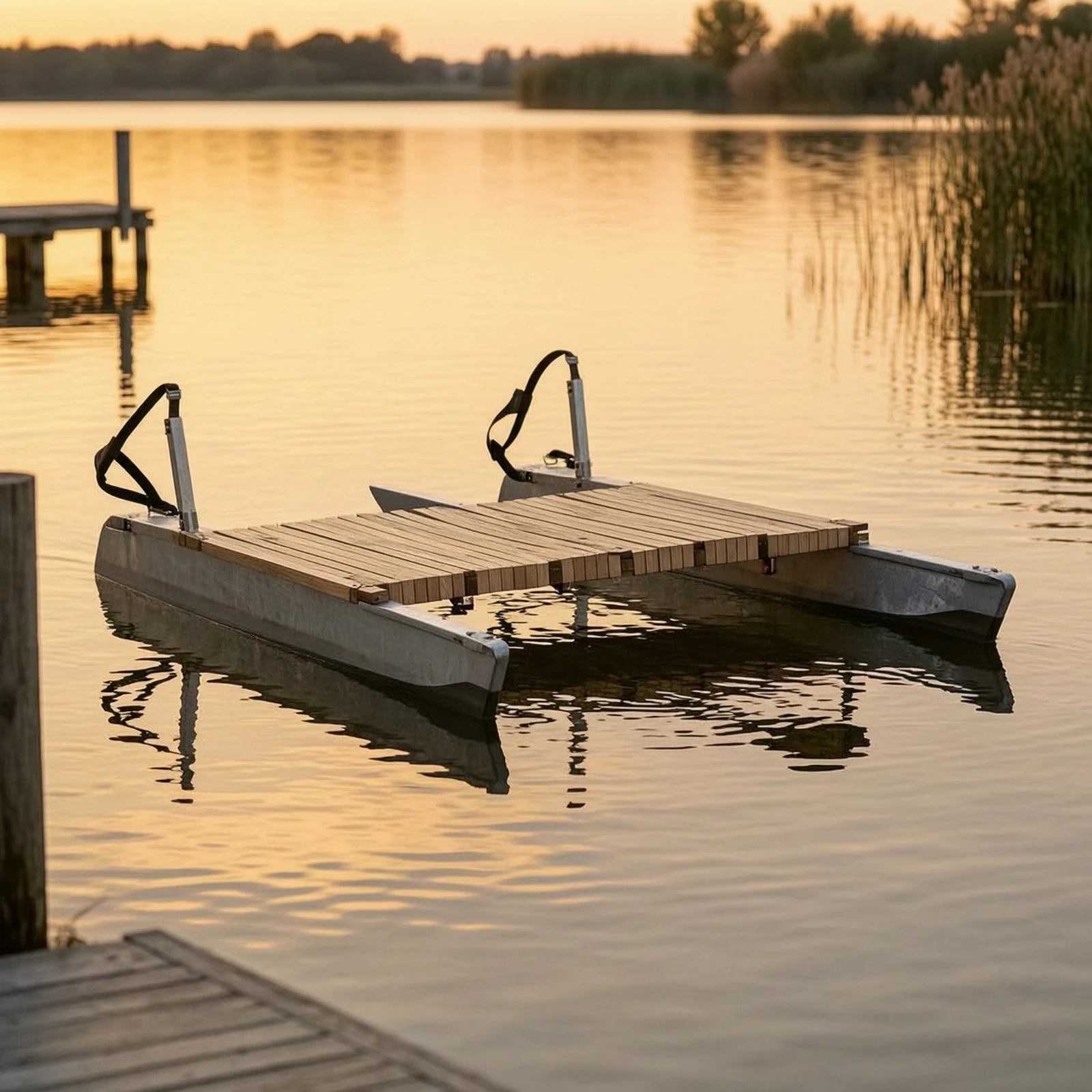 Paddleboard Connector Frame Slatted Catamaran Bridge with Wooden Platform for Paddleboarders, Paddleboarding, Flatwater