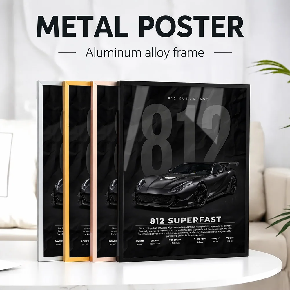 Striking Black Italy 812 Superfast Metal Poster With Aluminum Alloy Frame Personalized Photo Modern Style Wall Art For Bedroom