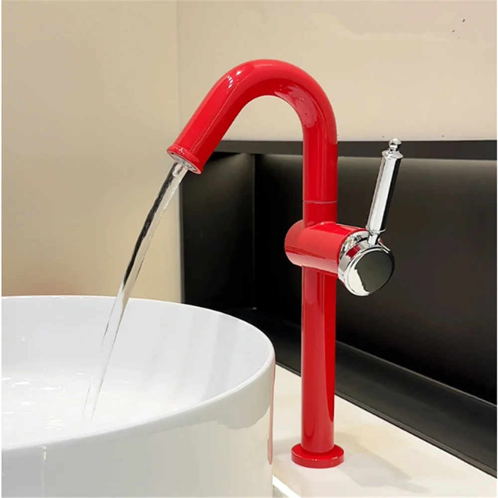

Lavotory Faucet Basin Taps Hot Cold Mixer Tap Crane Red Torneiras Bathroom Faucet Pink Basin Gray Sink Faucet