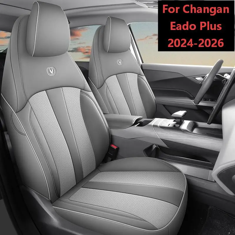 5 Seats Full Wrap PU Leather Car Seat Covers Fit for Changan Eado Plus 2024-2026, Auto Seat Protector Interior Accessories