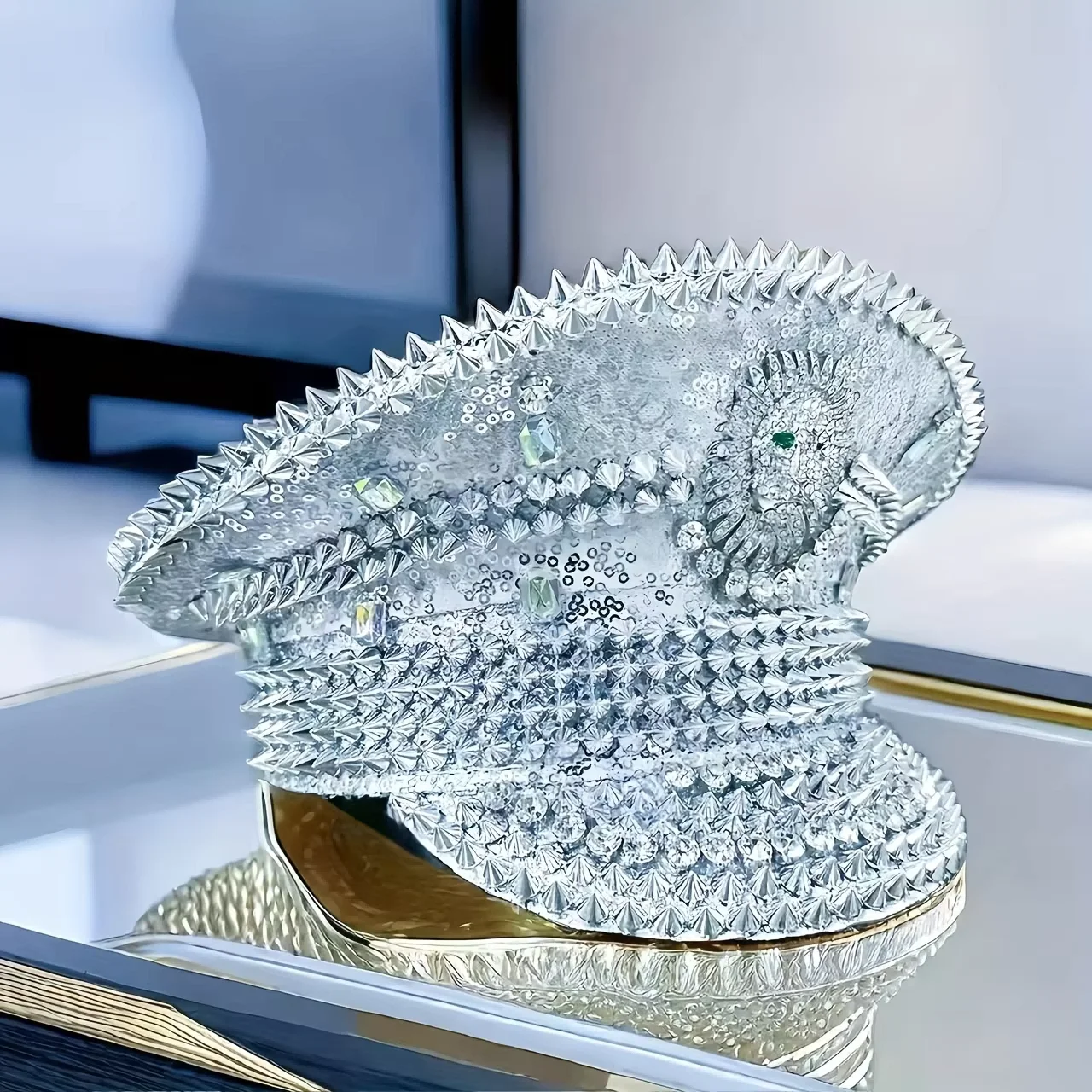 HongLuan  Halloween Costume Hat, Captain Hats Rhinestone for Burning Man Festival Woman, Cosplay Female Accessories