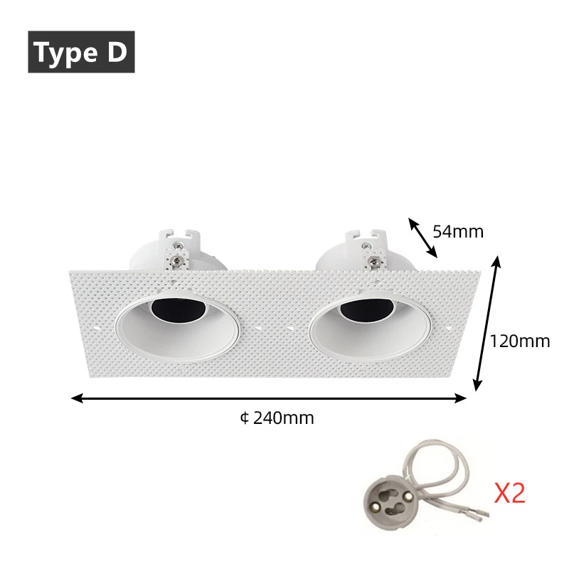DL013 Trimless Pleisterwerk LED Downlight Beugel Verstelbare Inbouw Plafondspot Frame Socket GU10/MR16 Lamphouder Fitting - afbeelding 1