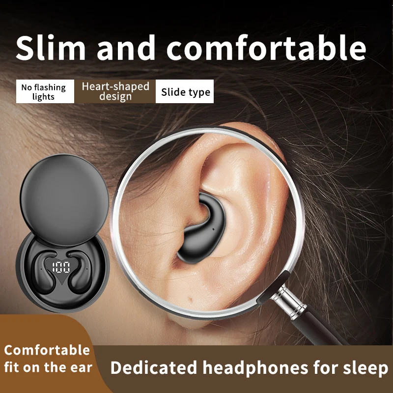 SK28 Bluetooth 5.4 Wireless Earphones Small Earbuds Sleeping Sport Invisible Headphones Bass Sound Quality Headset Sliding Cover