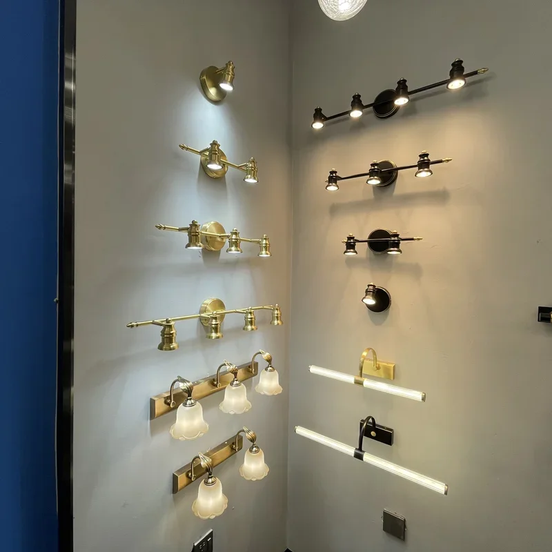 A9L جميع النحاس الأمريكية المصباح الحمام led مرآة ضوء مقاوم للماء خزانة بمرآة الحمام الحمام الشمال الغرور الجدار