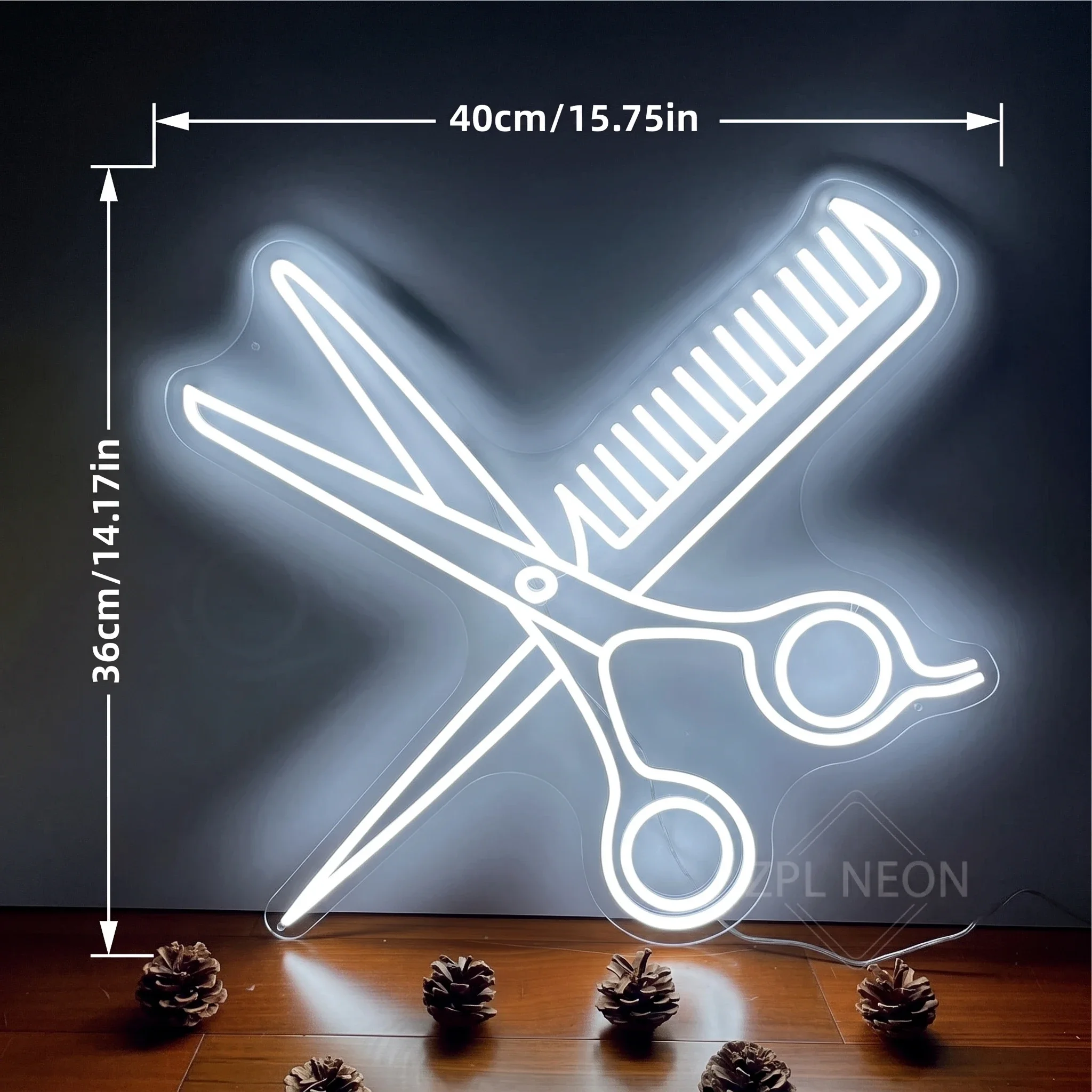 Scissors Neon Sign for Business-Adjustable Brightness Neon Lights Sign for Party Bar Salon Stores Shop Hotel Wall Decor