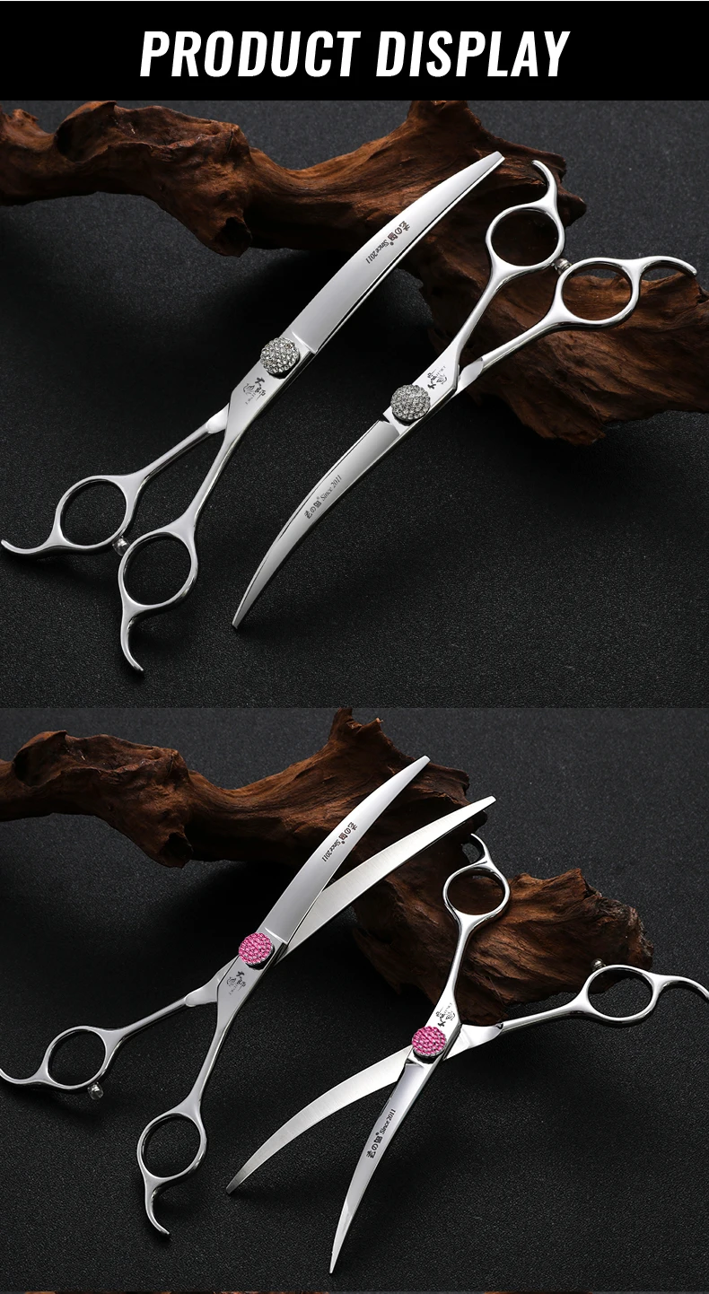 Fenice Professional 6,5/7,5 Zoll super große gebogene Schere 45 ° Gebogene Schere zum Trimmen von Hunden-Haustierpflegewerkzeugen mit rundem Kopf – Detail 13