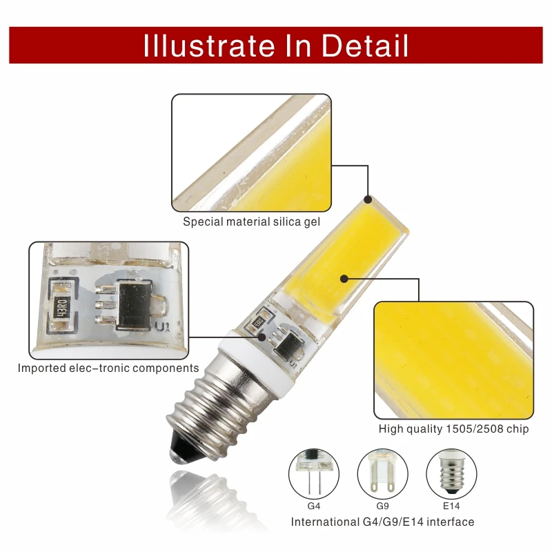 10pcs/lot G4 G9 E14 LED 3W 6W Light Bulb AC/DC 12V 220V LED Lamp COB Spotlight Chandelier Replace Halogen Lamps Cold/Warm white