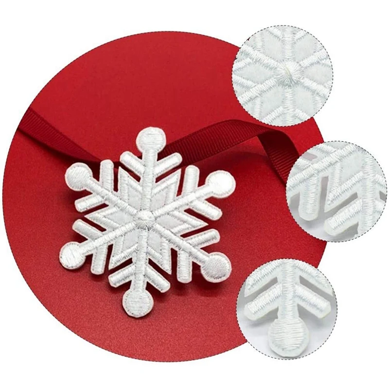 10Pcs Snowflake Patches Iron on Christmas Embroidered Patches Appliques for Arts Crafts DIY Decor Jeans Clothing Bags