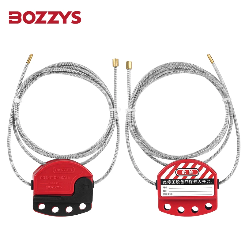 BOZZYS Adjustable Cable Lockout Safety LOTO Lock Cable Lockout Device With Stainless Steel Cable Prevent Accidental Operat