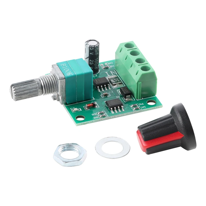 

Контроллер скорости двигателя постоянного тока 1,8 В 3 В 5 В 6 В 7,2 В 12 В 2 А 30 Вт Регулятор скорости двигателя постоянного тока низкого напряжения ШИМ 1803BK 1803B Регулируемый драйвер