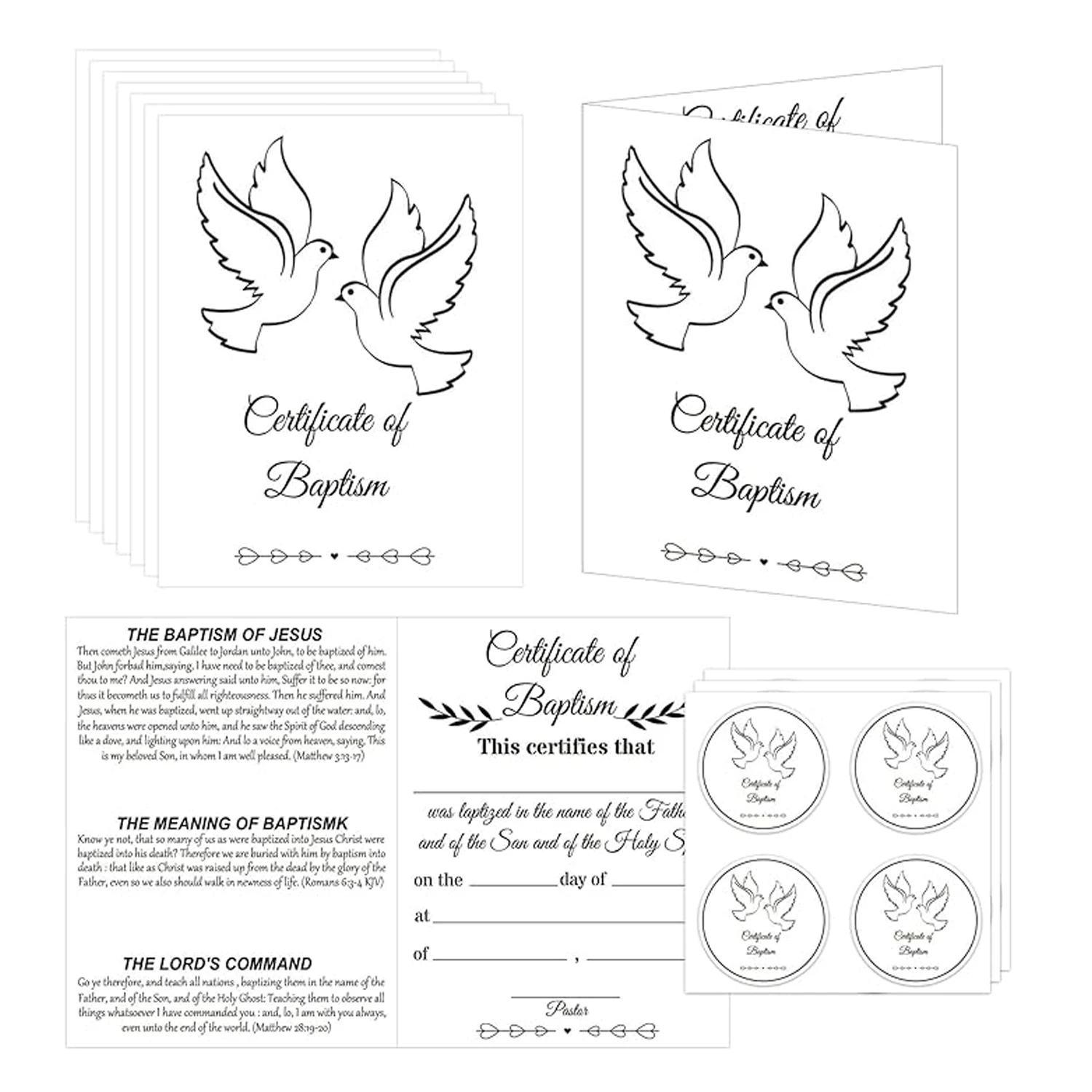 10 Pack Baptism Certificates for Church with Envelopes 8 * 10 Inch Certificate of Baptism Baptismal Certificates