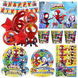 New Spidey And His Amazing Friends Birthday Balloons Spidey Paper Plates Napkins Cups Party Decoration Supplies Kids Baby Shower