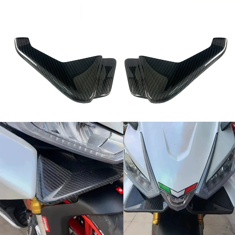 

RS660 Carbon fiber Motorcycle Front Lip Wind Wing Cover Cone Aerodynamics Fairing Winglets For Aprilia RS 660 2020-2025