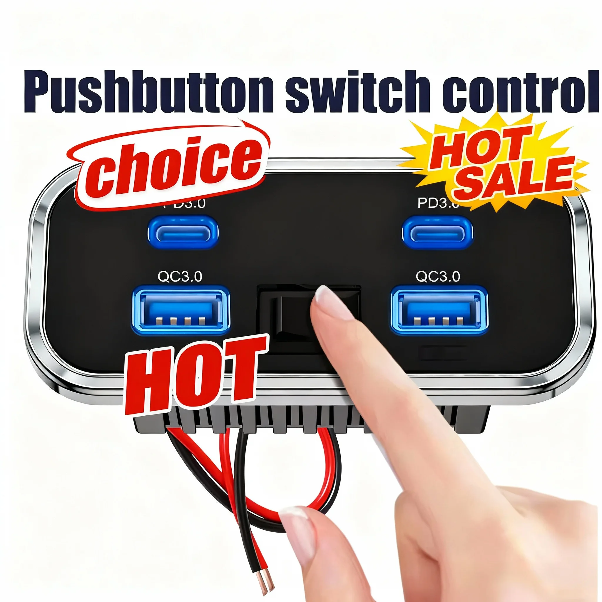 4 منافذ 12 فولت RV منفذ USB 18 واط مزدوج PD3.0 Type-C شحن سريع ولوحة QC3.0 محول شاحن مثبت على الحائط لشاحنة الحافلة البحرية ATV