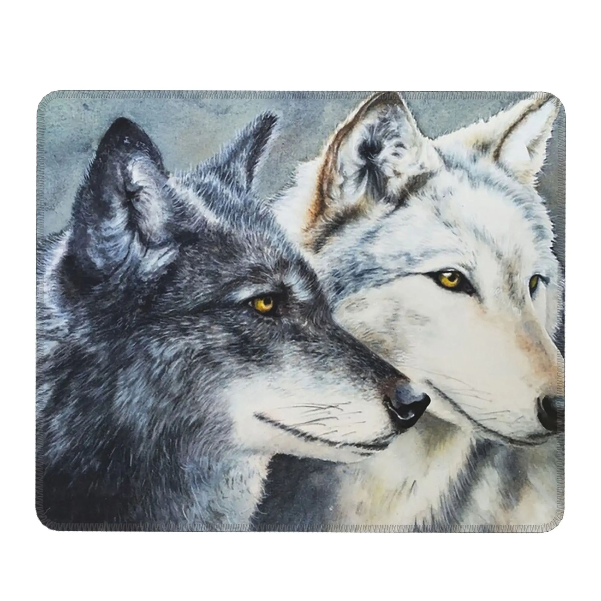 Black Wolf And White Wolf Ink Painting Mouse Pad Computer Keyboard Mouse Mat Gamer Laptop Desk Mat Office Accessories Table Mats