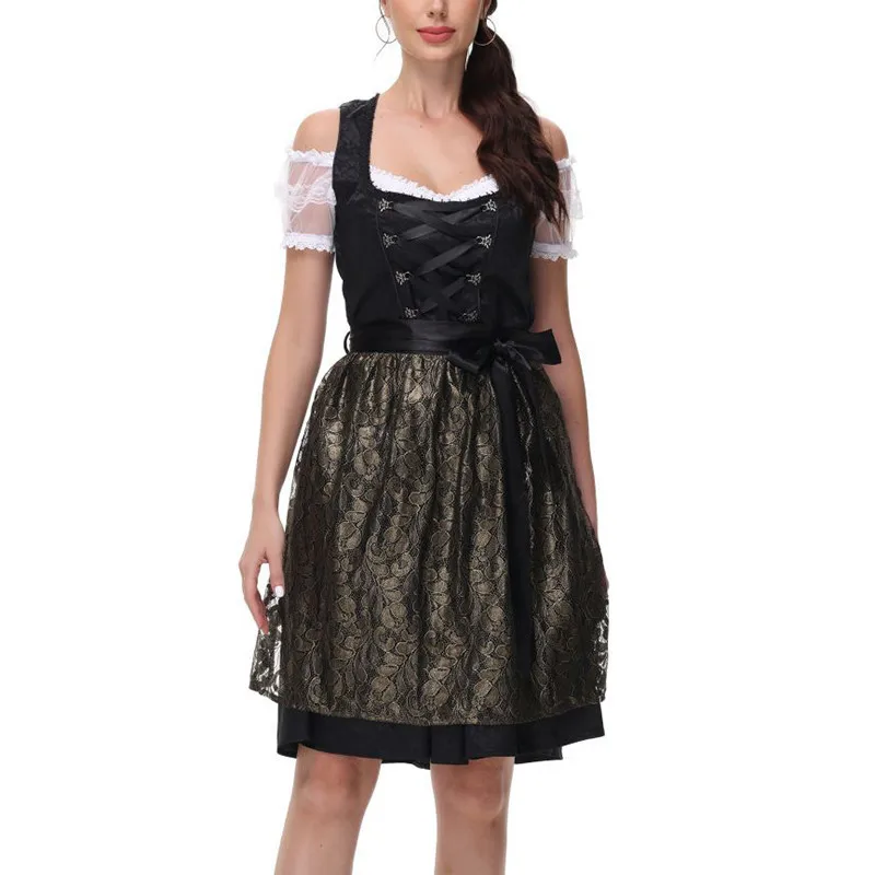 

loween Floral Lace Stage Skirt Set Women's Costume Beer Festival Performance Dr Chinese Ethnic Women's Faion