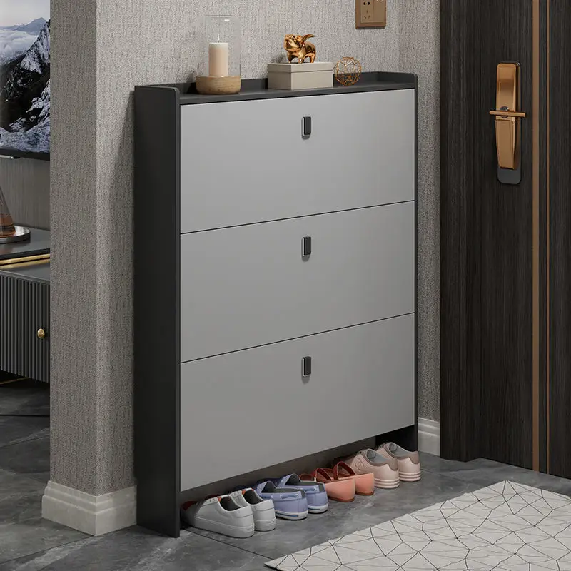 Ultra-thin tipping bucket shoe cabinet, simple modern large-capacity shoe cabinet at home door, light luxury porch, small