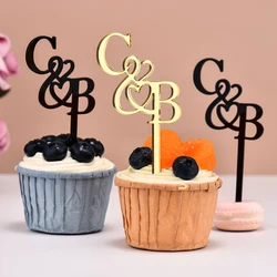 Personalized Laser cut Cupcake Toppers Acrylic initial Picks Cake Toppers Charms Charcuterie Picks Food Table Decor