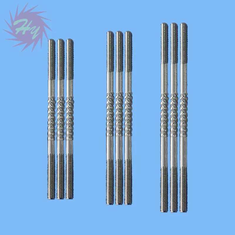 10Pcs M3 Metal Knurled Push Rod Double Side Metric Thread / Steering Control Rod RC Car Airplane Replacement Part