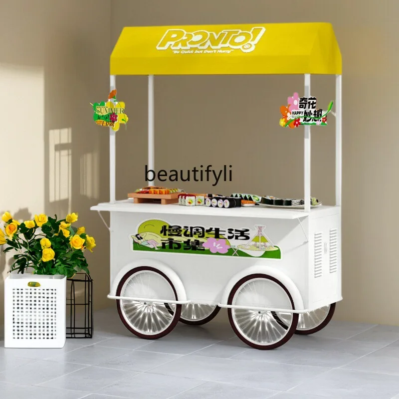 

Outdoor stall car, mobile commercial trolley supermarket, display rack sales, night market stall car