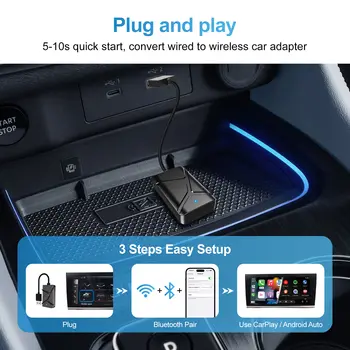 iHeylinkit 二合一 CarPlay 無線適配器 CarPlay 迷你盒 Android Auto 加密狗,適用於賓士、奧迪、馬自達、起亞、豐田、大眾等原廠車載收音機 10 最佳銷售 馬自達 CarPlay - №6