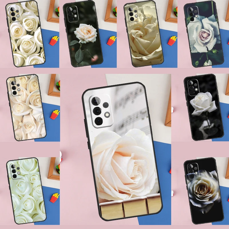 Graceful White Rose Cover For Samsung Galaxy A54 A34 A14 A32 A22 A12 A13 A23 A33 A53 A73 A51 A71 A52 Case