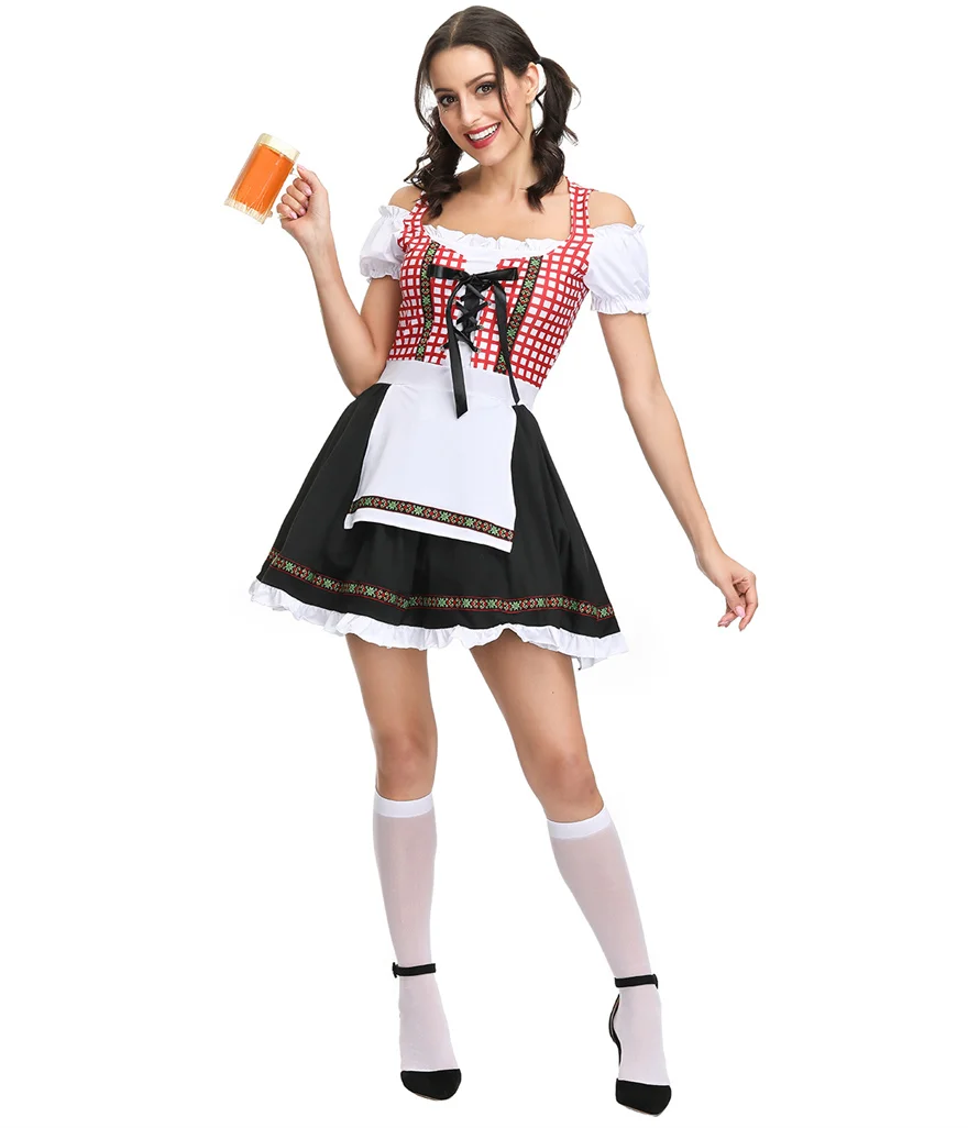 Tradycja niemiecka Wench Dirndl sukienka bawarski Oktoberfest kostium piwo pokojówka Cosplay przebranie