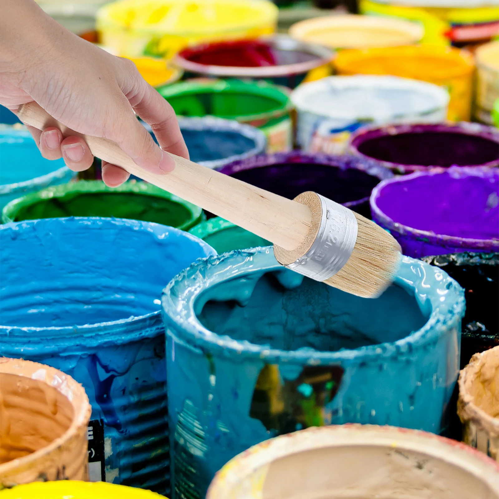 

Кисть для воска с натуральной щетиной, круглый дизайн, идеально подходит для рисования мебели, восковые трафареты, кисть для домашнего декора