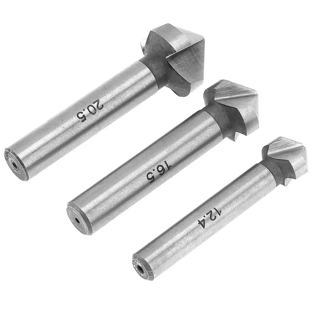 6.3/8.3/10.4/12.4/16.5/20.5mm 3 Flute Hard Metals Cutter Tool Hand Power Tools Countersink Drill Bit Three Edge Chamfer