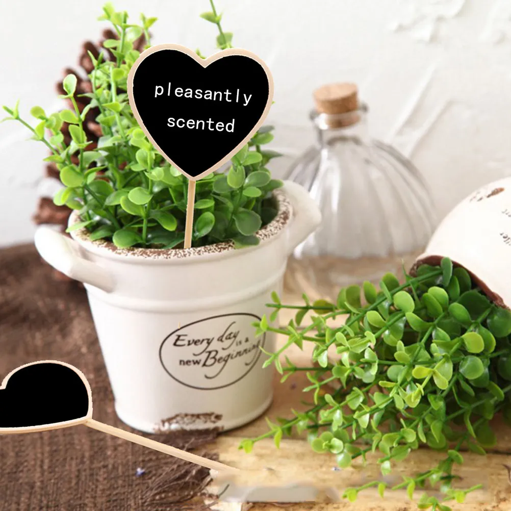 8Pcs Mini Chalkboard Wooden Blackboard Toppers Creative Garden Flower Plant Tags Potted Herb Labels Message Board